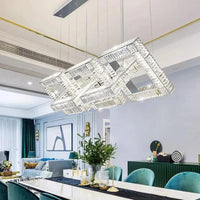 Lustre design carré en cristal doré moderne. | Marco Lucetti