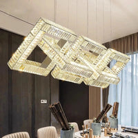 Lustre design carré en cristal doré moderne. | Marco Lucetti