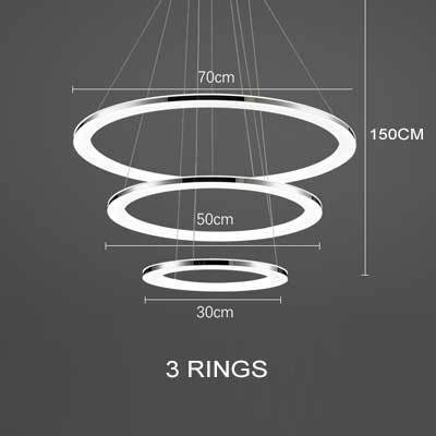 Lustre design chromé entrelacé - Rings | Marco Lucetti 3 anneaux - 30, 50 et 70cm / Froide