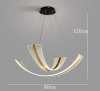 Lustre design contemporain pour salle à manger avec éclairage intérieur LED décoratif | Marco Lucetti 2 anneaux / Blanc chaud