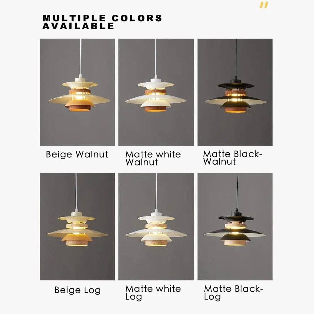 Lustre Design Danois LED Rétro en Noyer - Lampe Suspendue | Marco Lucetti