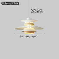 Lustre Design Danois LED Rétro en Noyer - Lampe Suspendue | Marco Lucetti Bûche blanc mat / Diamètre 40 cm / Blanc froid