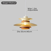 Lustre Design Danois LED Rétro en Noyer - Lampe Suspendue | Marco Lucetti Noyer Beige / Diamètre 40 cm / Blanc chaud