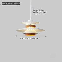 Lustre Design Danois LED Rétro en Noyer - Lampe Suspendue | Marco Lucetti Noyer blanc mat / Diamètre 40 cm / Blanc froid