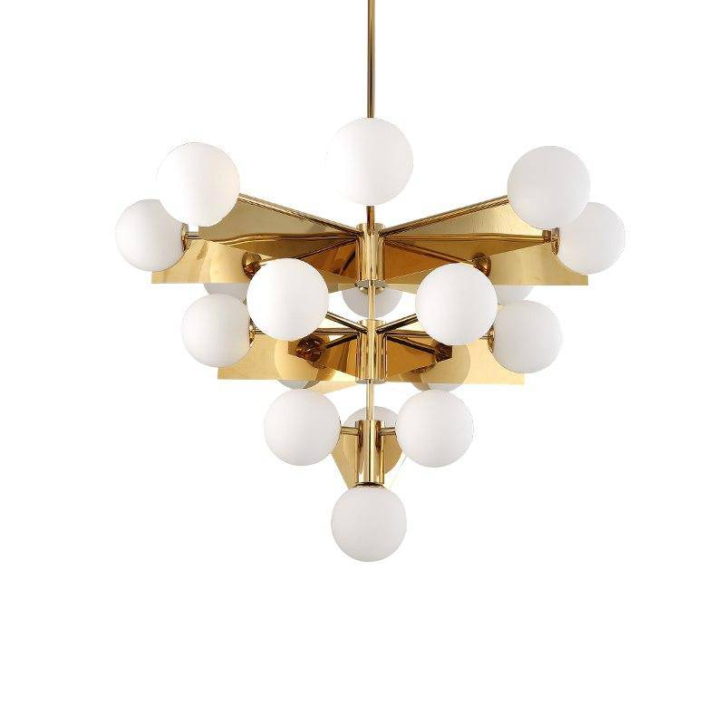 Lustre design doré à LED avec boules en verre | Marco Lucetti