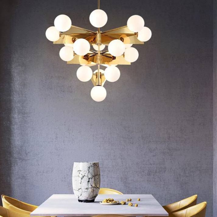 Lustre design doré à LED avec boules en verre | Marco Lucetti