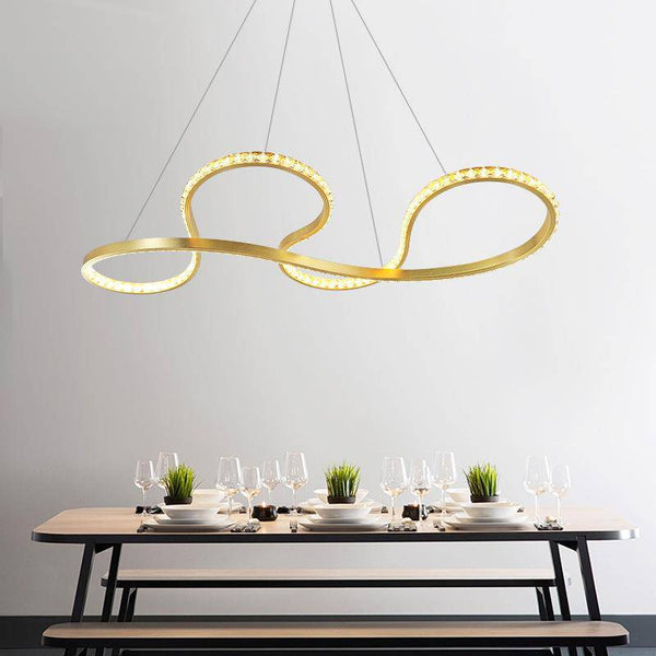 Lustre design doré à LED et cristal | Marco Lucetti Doré / 73x34x83cm