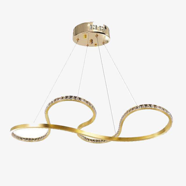 Lustre design doré à LED et cristal | Marco Lucetti Doré / 73x34x83cm