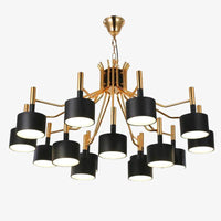 Lustre Doré Design à LED avec Lampes Noires ou Blanches