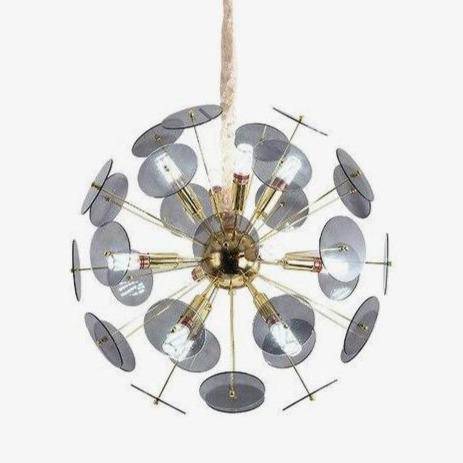 Lustre doré design avec plaques rondes fumées'aLuxury