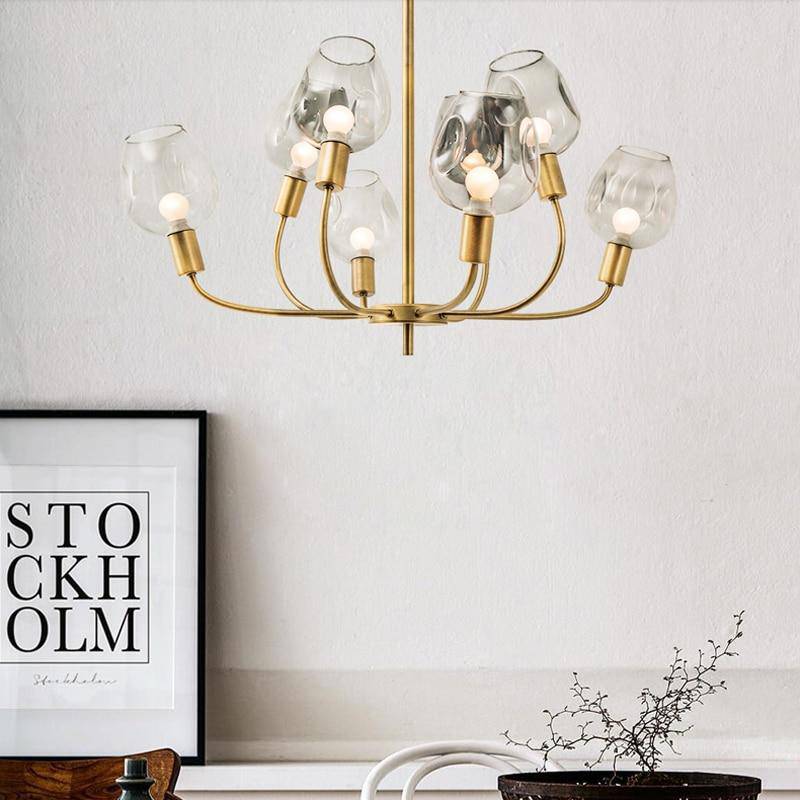 Lustre Design Doré Verre Fumé. | Marco Lucetti