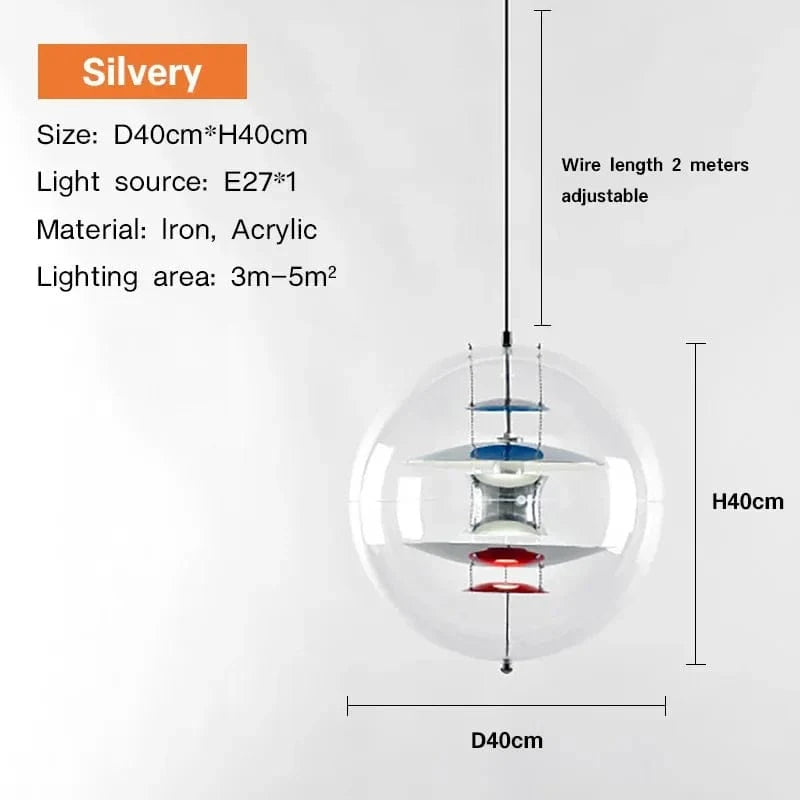 Lustre design en acrylique LED danois - Suspension Planète | Marco Lucetti Argent / Lumière tricolore