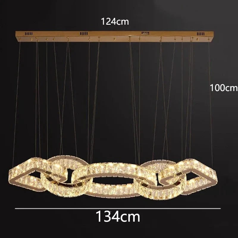 Lustre design en cristal doré pour une ambiance moderne dans votre salle à manger | Marco Lucetti 5 têtes / Blanc froid