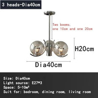 Lustre Design en Verre Chrome LED pour Décoration Intérieure | Marco Lucetti 3 têtes-Dia40cm / Blanc chaud