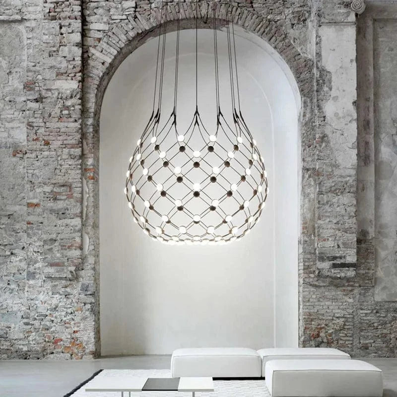Lustre Design Italien LED Nordique Noir-Blanc Salle à Manger Filet de Pêche | Marco Lucetti