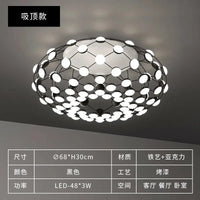 Lustre Design Italien LED Nordique Noir-Blanc Salle à Manger Filet de Pêche | Marco Lucetti Plafond 68cm / Blanc froid