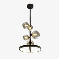Lustre LED circulaire Romane en métal noir