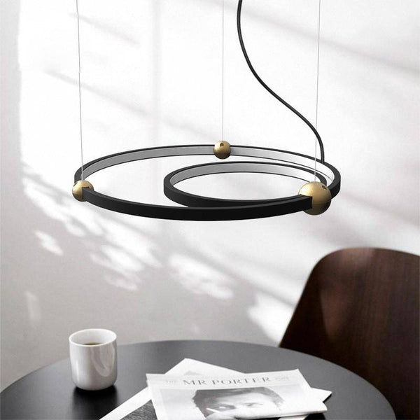 Lustre design LED doré à anneaux | Marco Lucetti