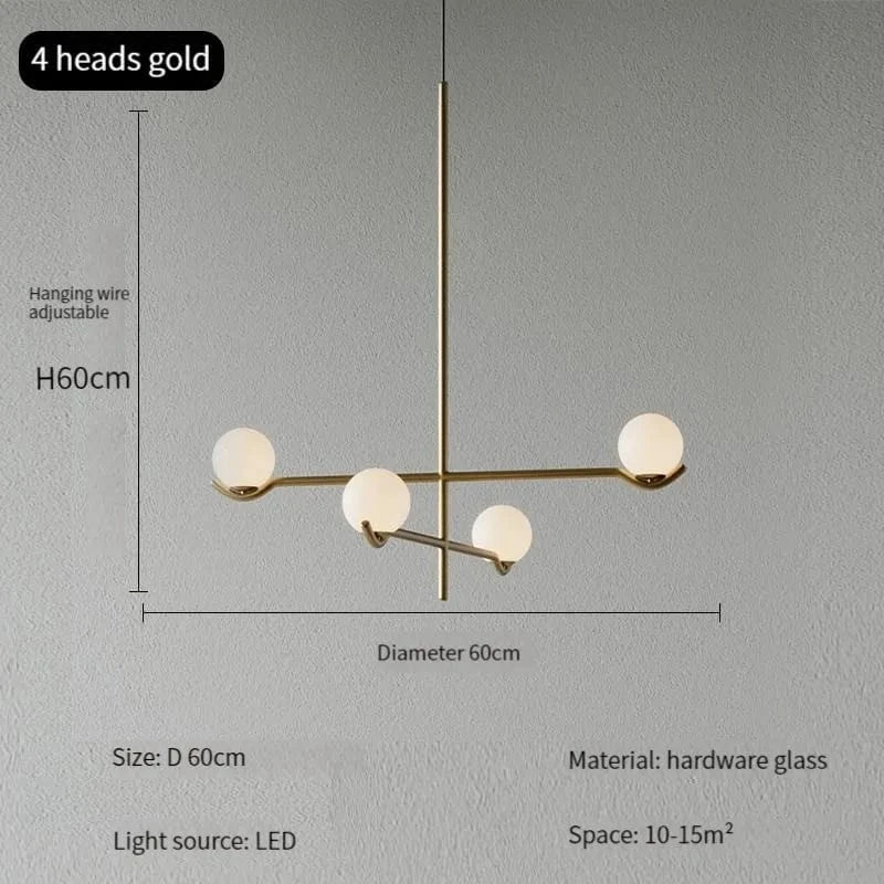 Lustre Design LED Élégance | Marco Lucetti Doré 4 têtes D60cm / Blanc froid