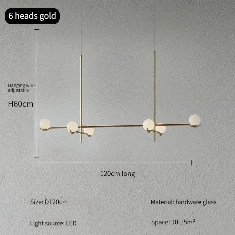 Lustre Design LED Élégance | Marco Lucetti Doré 6 têtes L120cm / Blanc froid