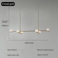 Lustre Design LED Élégance | Marco Lucetti Doré 6 têtes L120cm / Blanc froid