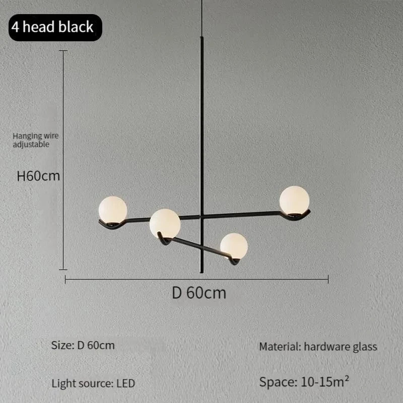 Lustre Design LED Élégance | Marco Lucetti Noir 4 têtes D60cm / Blanc froid