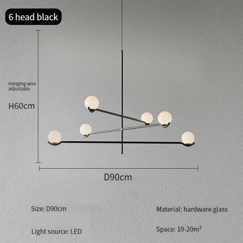 Lustre Design LED Élégance | Marco Lucetti Noir 6 têtes / Blanc froid