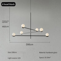 Lustre Design LED Élégance | Marco Lucetti Noir 6 têtes / Blanc froid