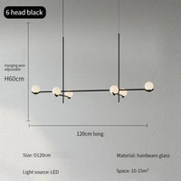 Lustre Design LED Élégance | Marco Lucetti Noir 6 têtes L120cm / Blanc froid