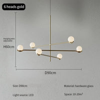 Lustre Design LED Élégance | Marco Lucetti Or 6 têtes / Blanc froid