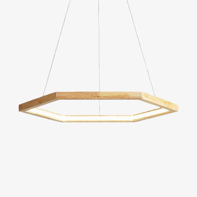 Lustre design LED en bois hexagonal | Marco Lucetti Clair / 40cm / Naturelle