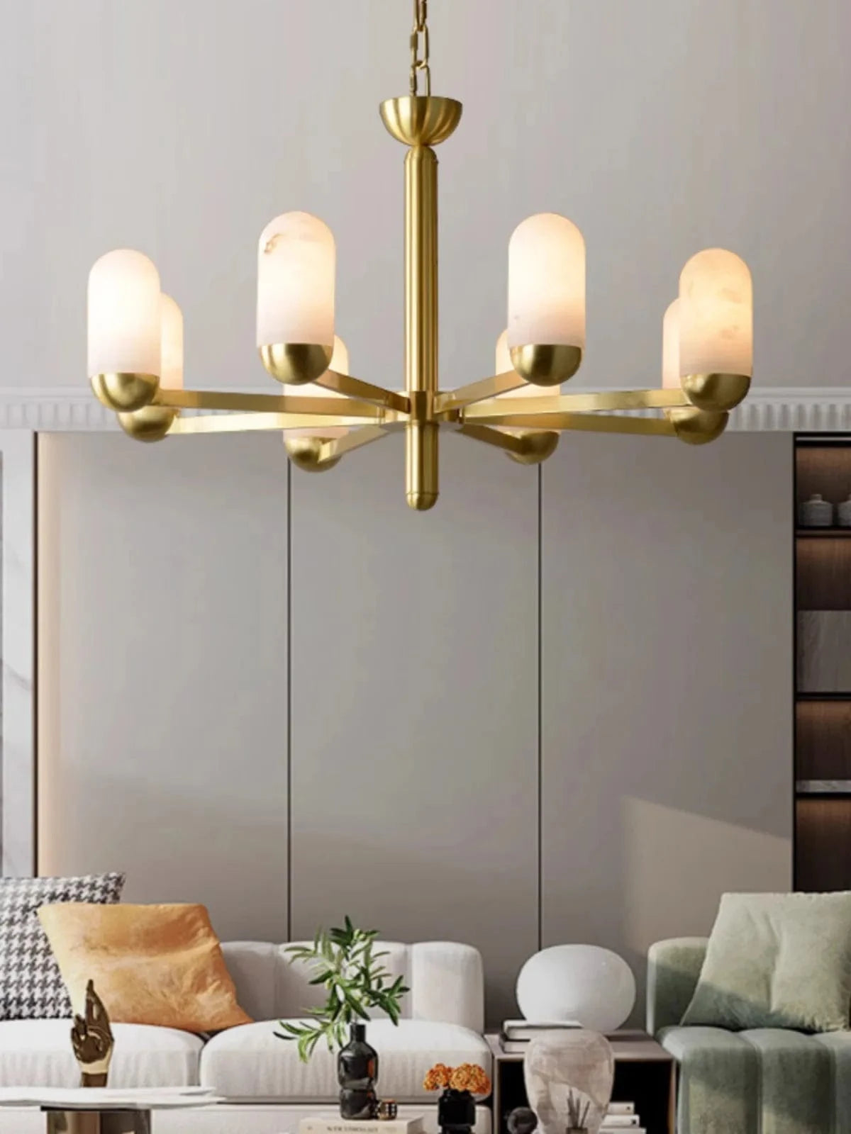 Lustre design LED en marbre espagnol et cuivre pour une décoration maison sophistiquée | Marco Lucetti