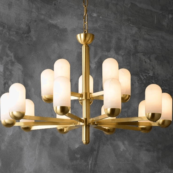 Lustre design LED en marbre espagnol et cuivre pour une décoration maison sophistiquée | Marco Lucetti