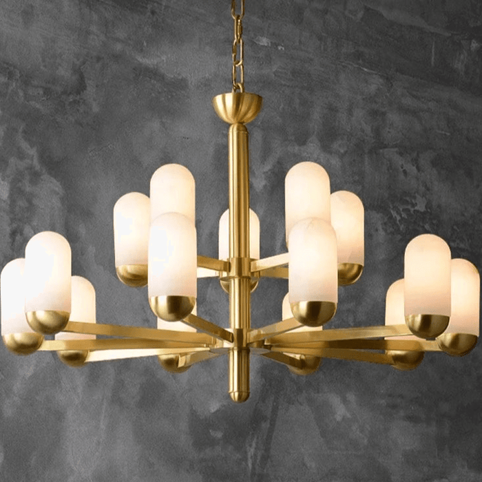 Lustre design LED en marbre espagnol et cuivre pour une décoration maison sophistiquée | Marco Lucetti