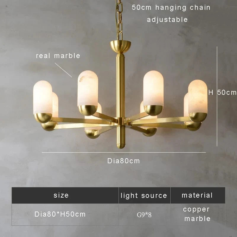 Lustre design LED en marbre espagnol et cuivre pour une décoration maison sophistiquée | Marco Lucetti Dia80cm / OR / Dimmable