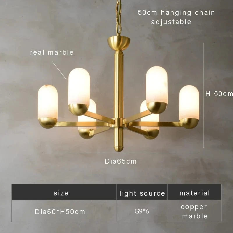 Lustre design LED en marbre espagnol et cuivre pour une décoration maison sophistiquée | Marco Lucetti Diamètre60cm / OR / Dimmable