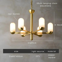 Lustre design LED en marbre espagnol et cuivre pour une décoration maison sophistiquée | Marco Lucetti Diamètre60cm / OR / Dimmable