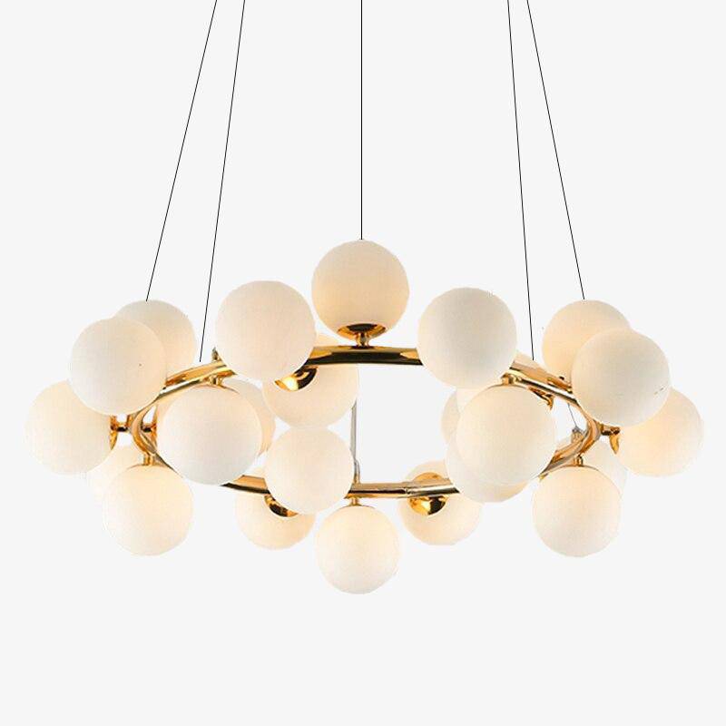 Lustre design LED en métal avec boules en verre Magic | Marco Lucetti 25 lampes / Doré