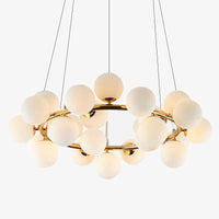 Lustre design LED en métal avec boules en verre Magic | Marco Lucetti 25 lampes / Doré