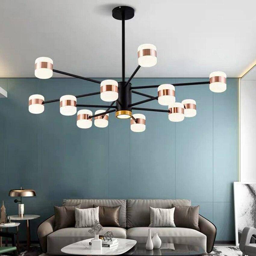 Lustre design LED en métal noir et lampes rose gold de chez Fly. | Marco Lucetti