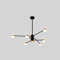 Lustre design LED en métal noir et lampes rose gold de chez Fly. | Marco Lucetti 6 lampes / Chaude