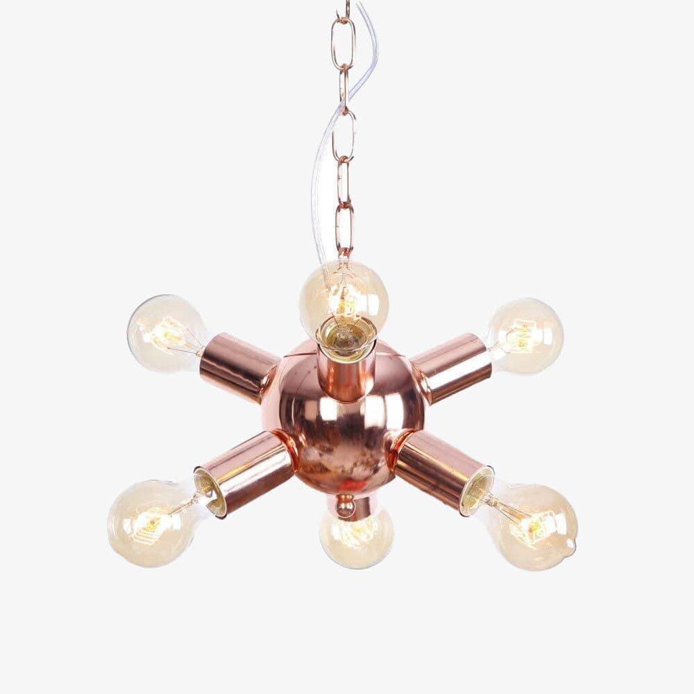 Lustre design LED en métal rose gold "Fly" | Marco Lucetti 6 lampes