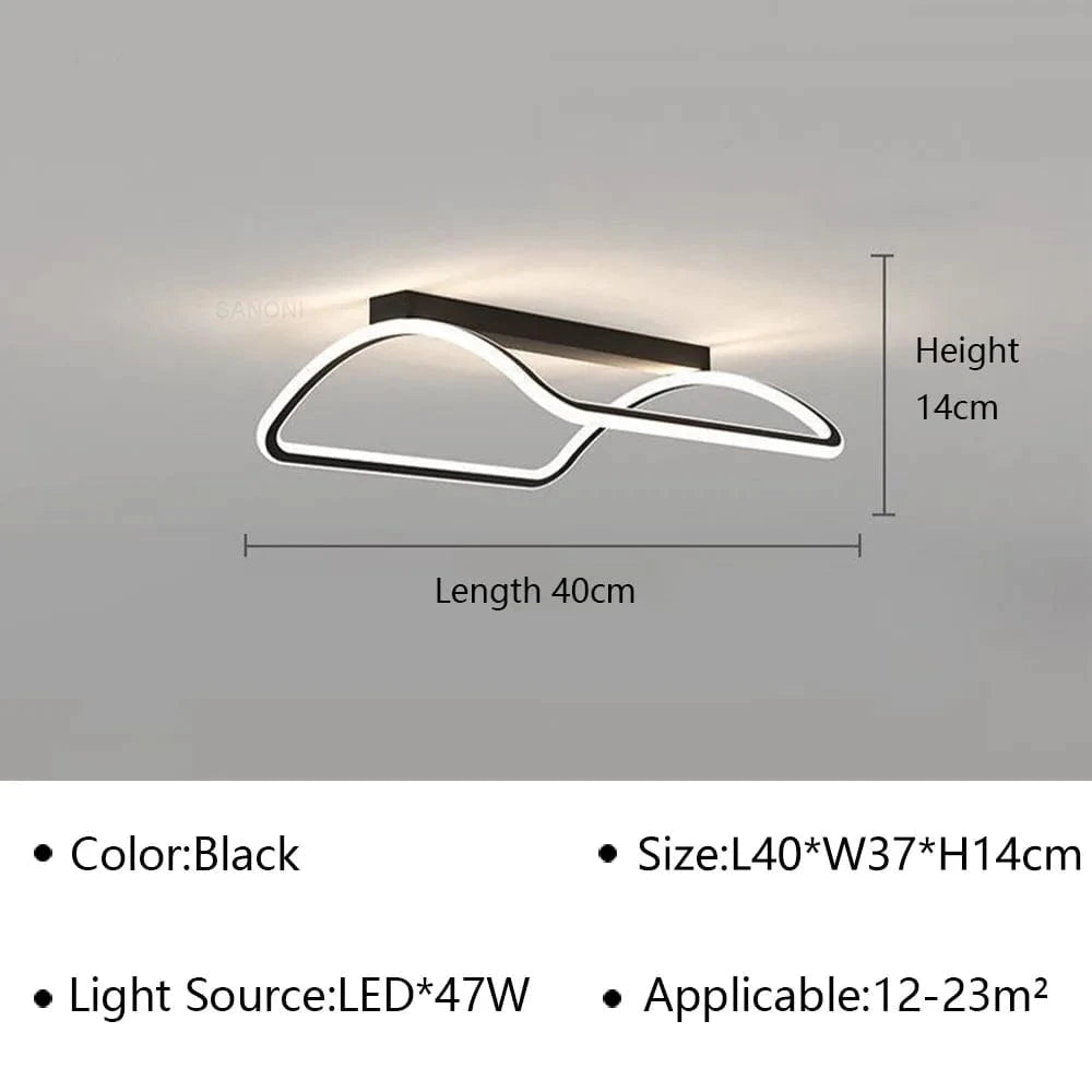 Lustre Design LED pour Salon Salle à Manger Balcon Chambre Plafond | Marco Lucetti Noir B D40cm / Gradation continue (RC)