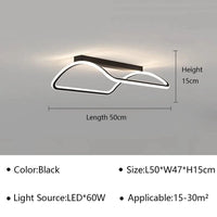 Lustre Design LED pour Salon Salle à Manger Balcon Chambre Plafond | Marco Lucetti Noir B D50cm / Blanc chaud (pas de RC)