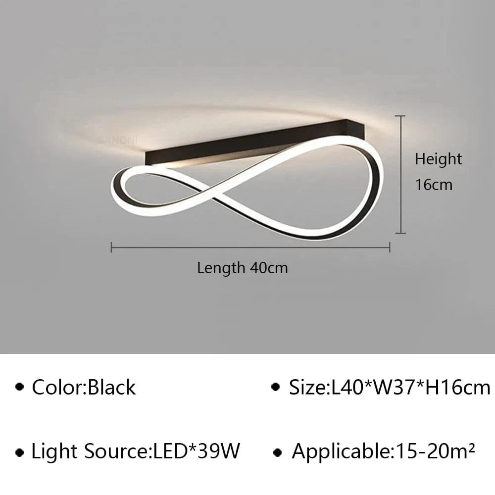 Lustre Design LED pour Salon Salle à Manger Balcon Chambre Plafond | Marco Lucetti Noir C D40cm / Tricolore (pas de RC)