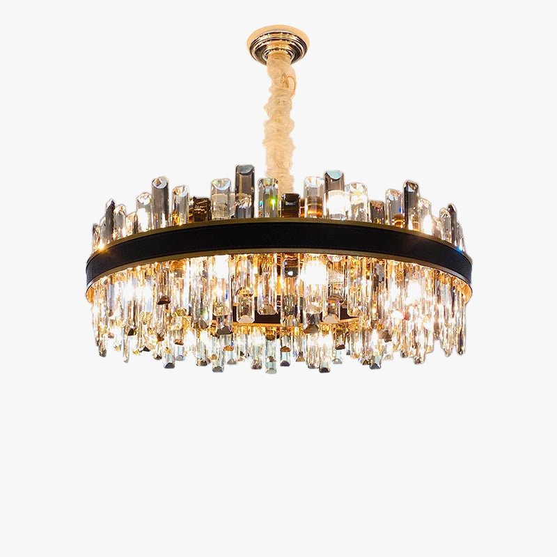 Lustre de Luxe Vintage Design 2024 - LED Cuir Cristal Élégant