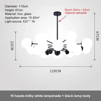 Lustre Design Magique en Verre et Métal | Marco Lucetti 16 têtes Blanc laiteux / Lumière neutre