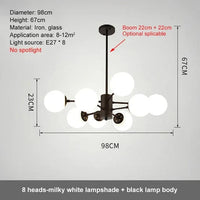 Lustre Design Magique en Verre et Métal | Marco Lucetti 8 têtes Blanc laiteux / Lumière neutre