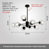 Lustre Design Magique en Verre et Métal | Marco Lucetti 8 têtes Transparentes / Lumière neutre