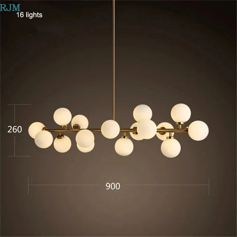 Lustre Design Métal Doré avec Lampes Boules | Marco Lucetti